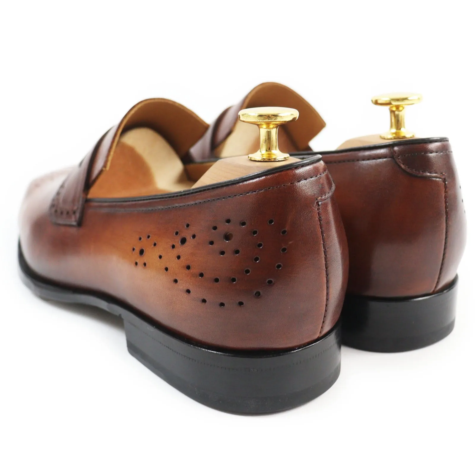 Berluti Medallion Coin Leather Loafers Brown 8