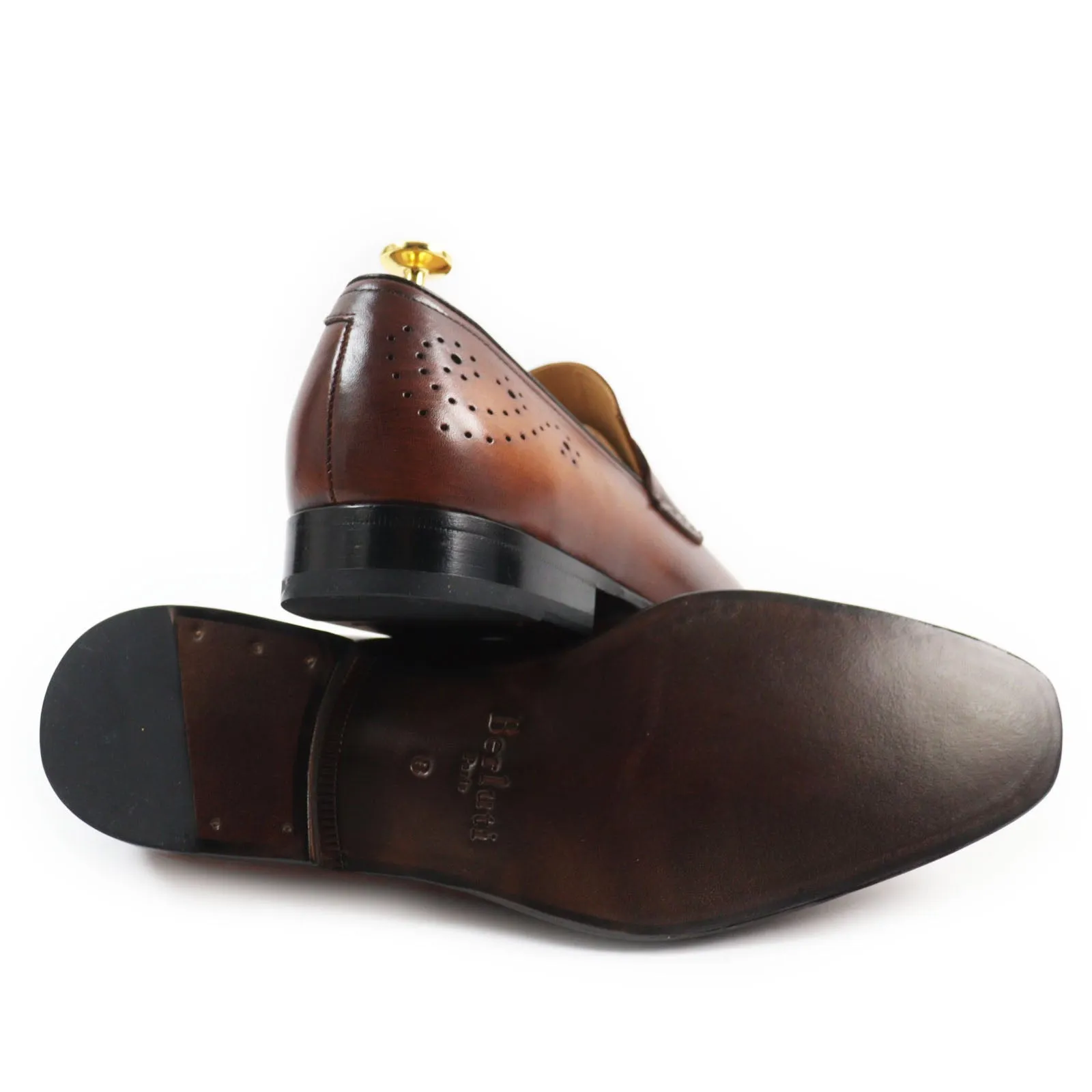 Berluti Medallion Coin Leather Loafers Brown 8