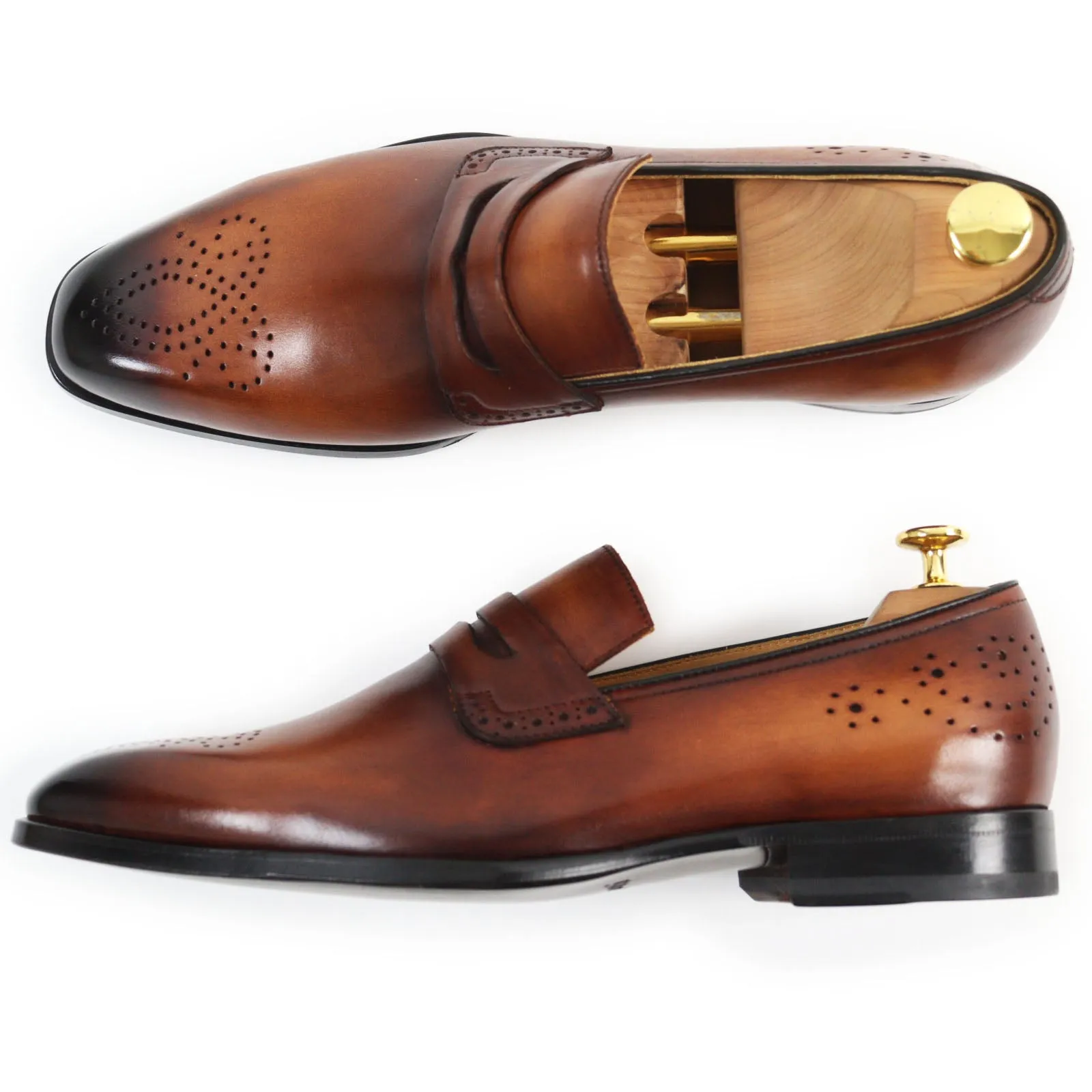 Berluti Medallion Coin Leather Loafers Brown 8