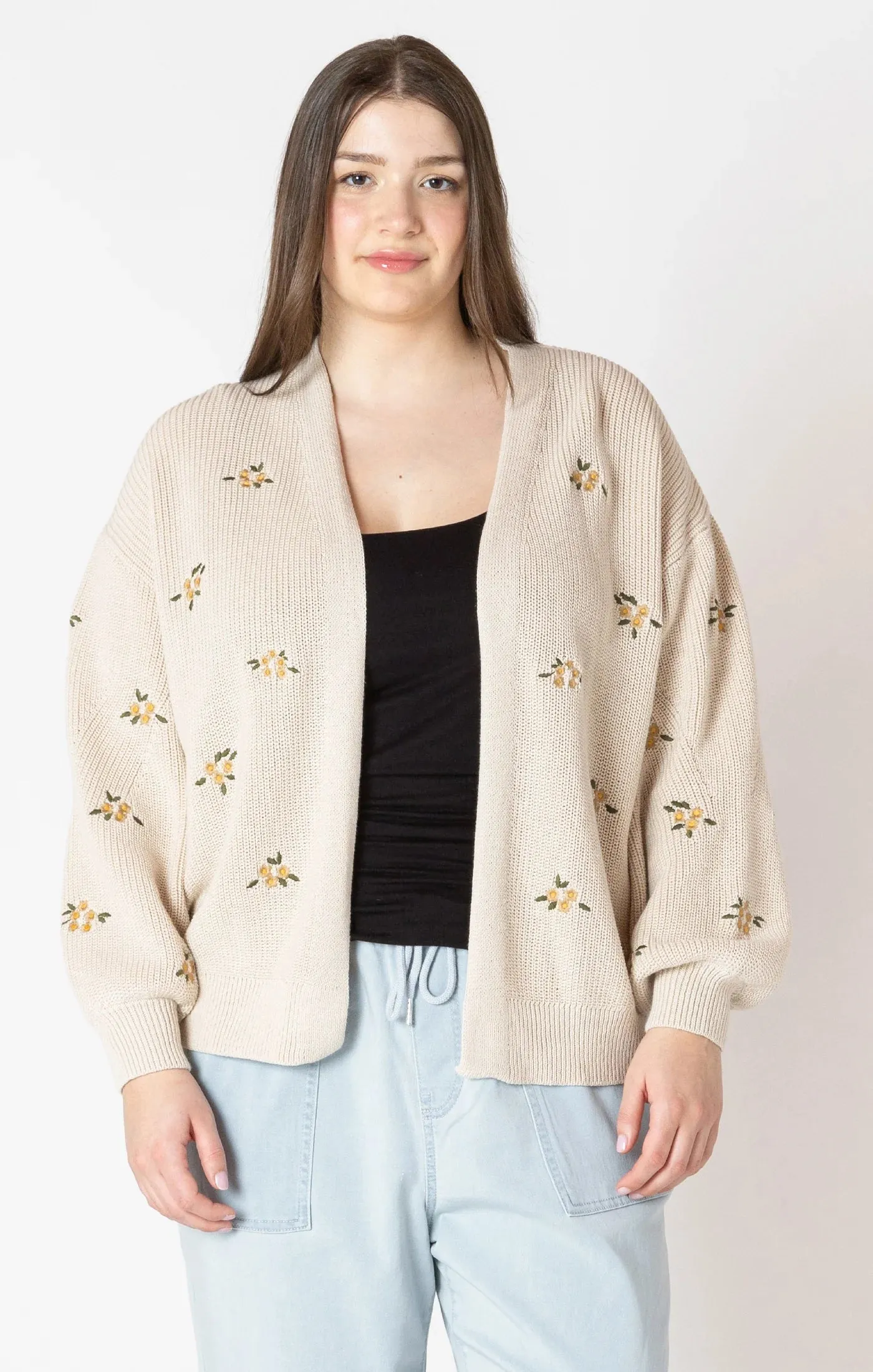 DEX Embroidered Cardigan || Natural