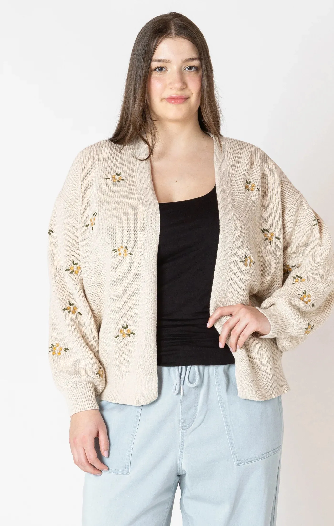 DEX Embroidered Cardigan || Natural