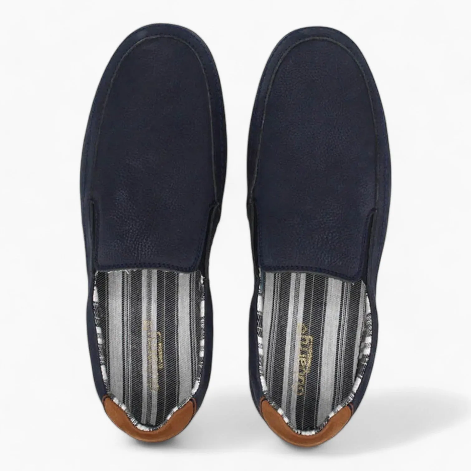 Dubarry Space Men's Navy Leather Slip-On Shoes – Wide Fit with White Sole