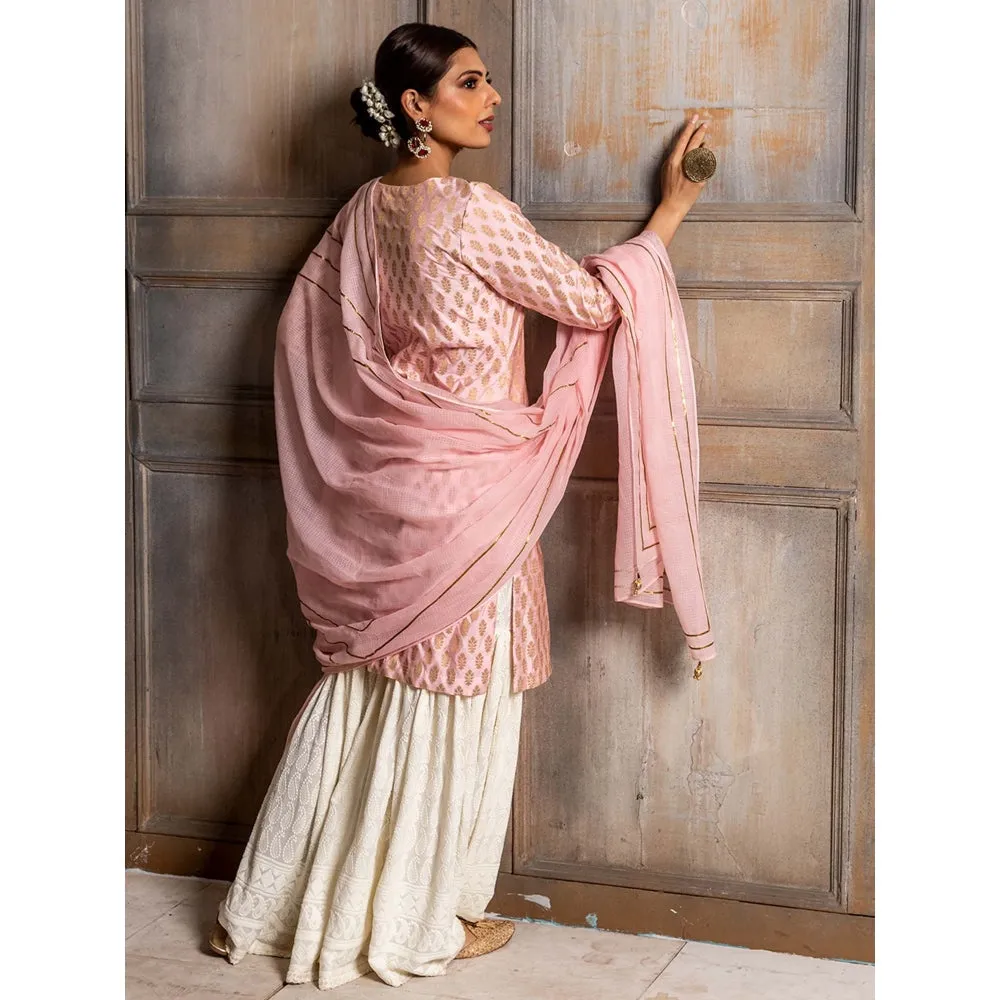 MONK & MEI Kumudini-Short Kurta Sharara and Dupatta (Set of 3)