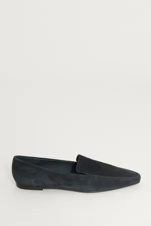 Navy Blue Suede Preowned Moccasin Loafers