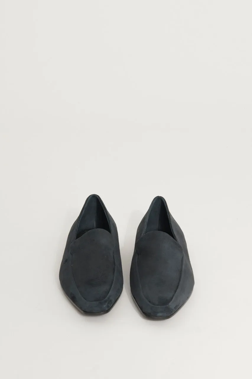 Navy Blue Suede Preowned Moccasin Loafers