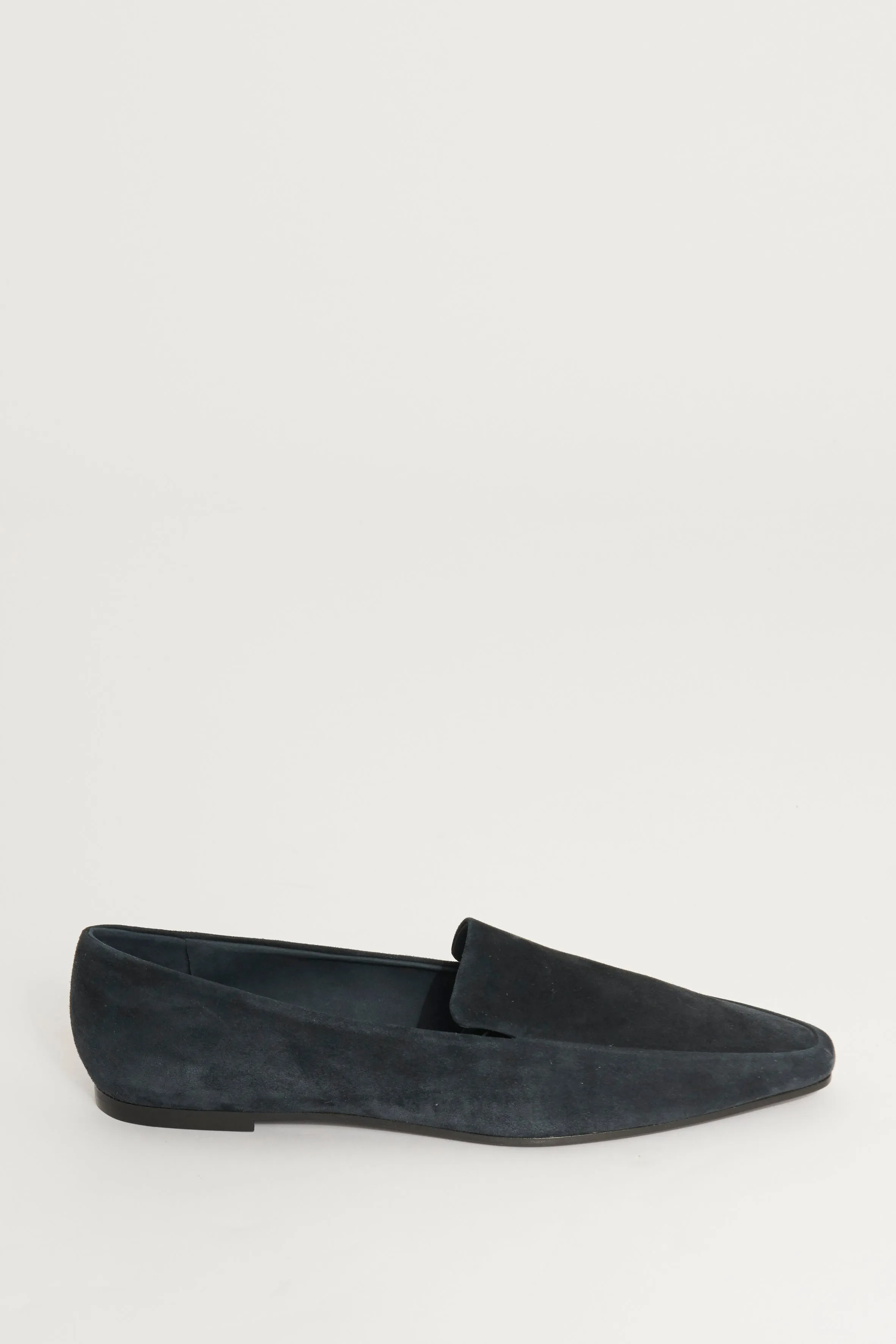 Navy Blue Suede Preowned Moccasin Loafers