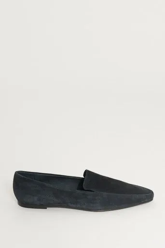 Navy Blue Suede Preowned Moccasin Loafers
