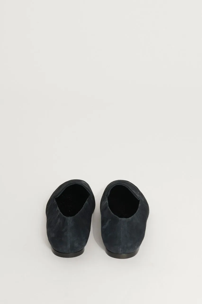 Navy Blue Suede Preowned Moccasin Loafers
