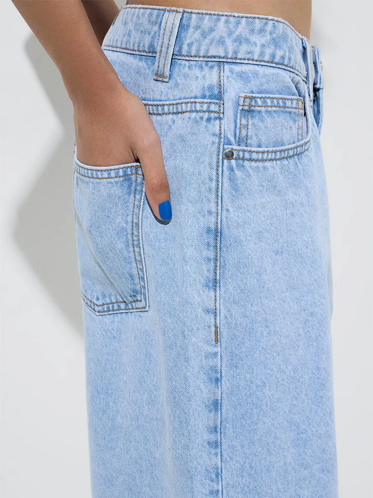 Nuon Light Blue Straight - Fit High - Rise Jeans