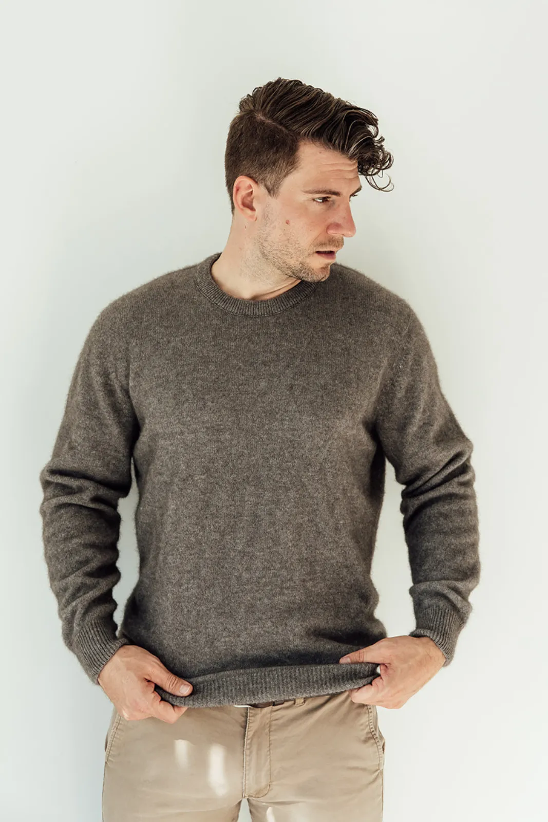 The Men's Possum Merino Crew - Shale Grey