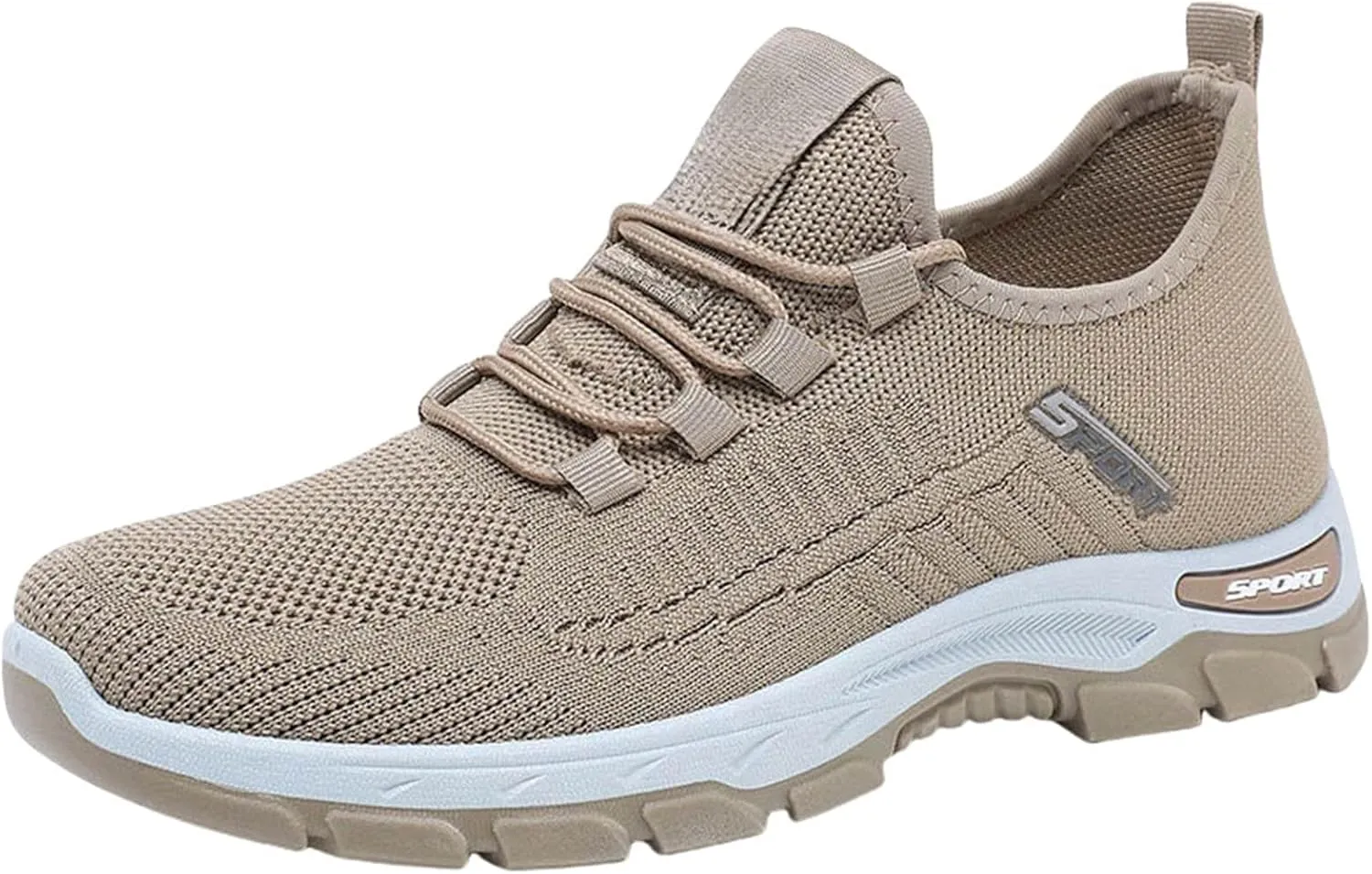 Women's Stretch Knit Slip on Lace Sneaker Comfortwear Orthopedic Arch Support Gym Tennis Athletic Mesh Sports Shoes